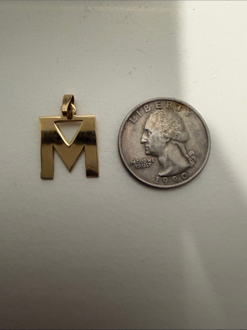 14k Gold Letter M Pendant Charm for Women